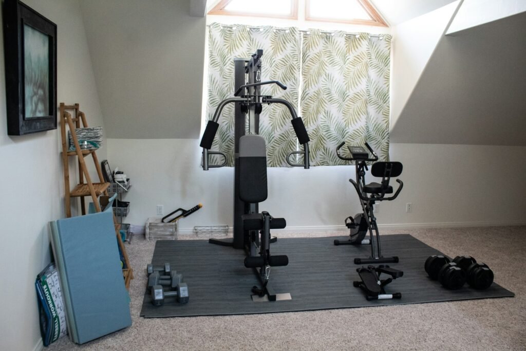 black and gray home exercise equipment